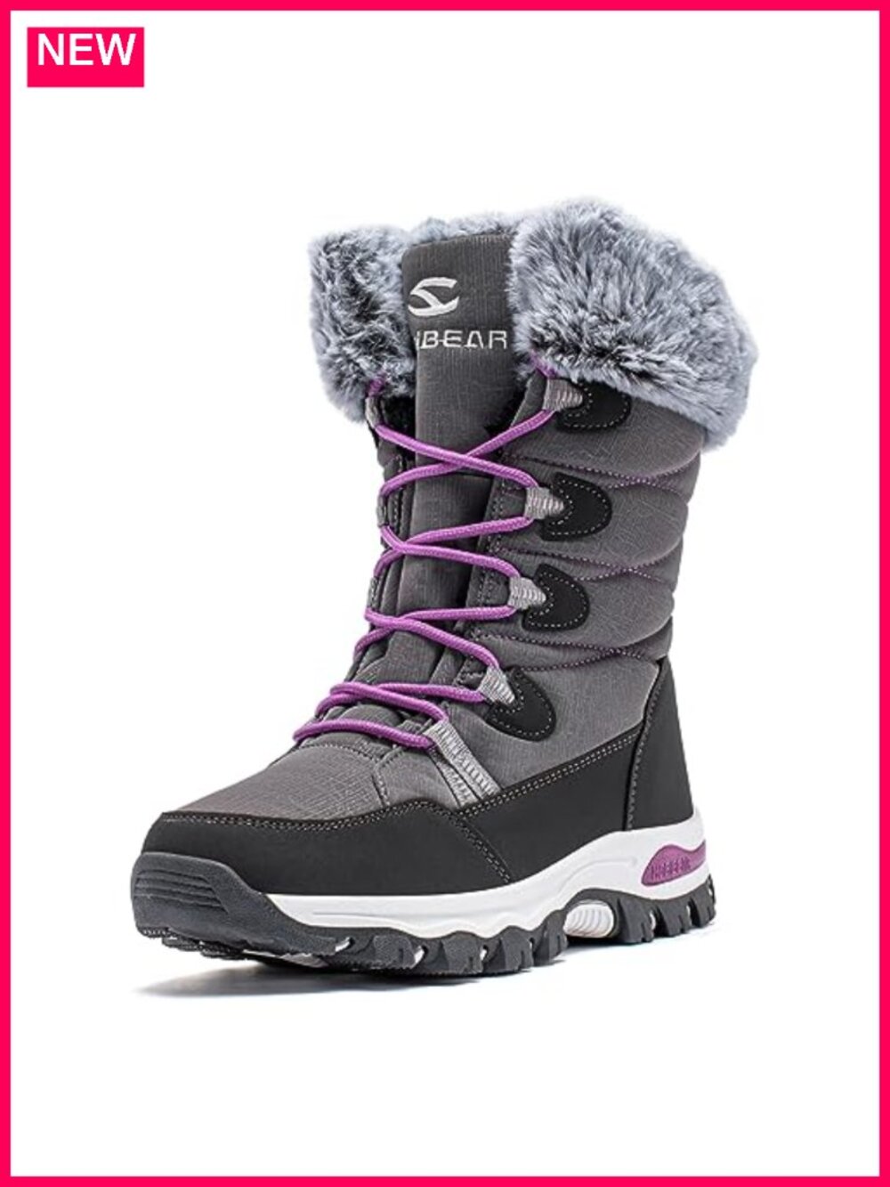 Waterproof Mid-Calf Snow Boots Faux Fur Lined Faux Leather Reinforced Toe